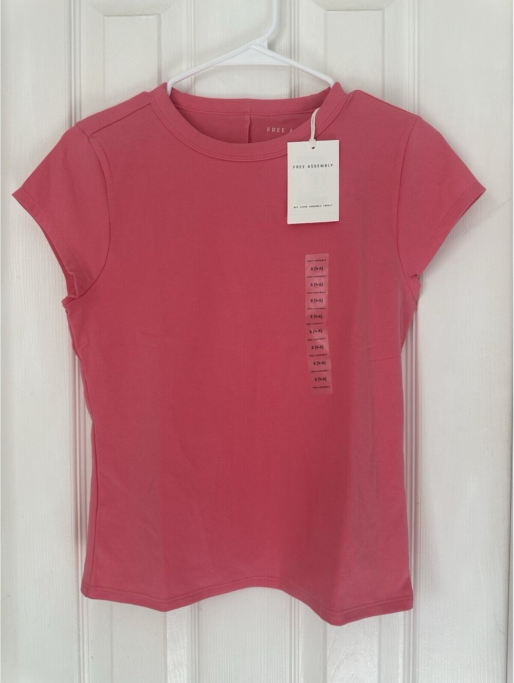 NWT Free Assembly Ladies Pink Cap Sleeve Pullover Shirt Size S (4-6)
